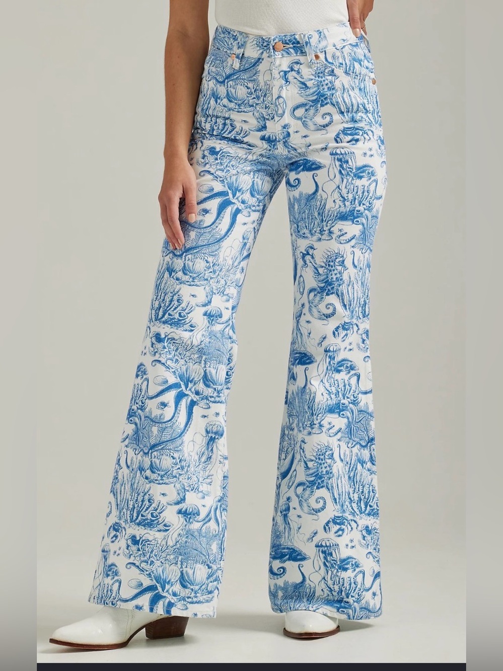 Wrangler Wanderer High Rise Nautical Print Flare Jeans 25/34